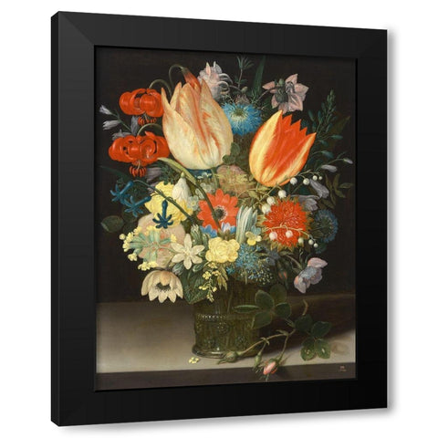 Still Life with Tulips Black Modern Wood Framed Art Print by Peter, Binoit
