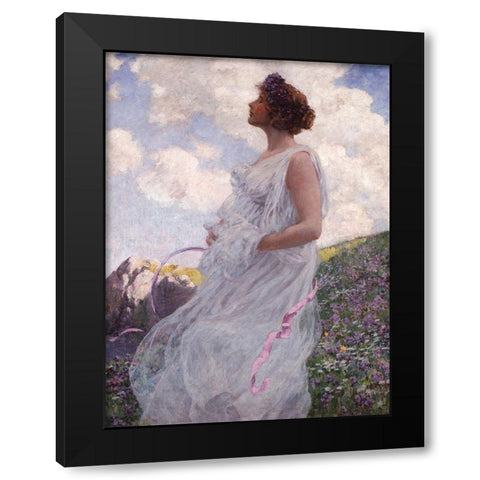 Calypso Black Modern Wood Framed Art Print with Double Matting by George, Hitchcock