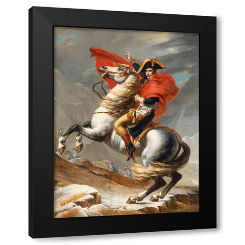 Bonaparte franchissant le Grand Saint-Bernard Black Modern Wood Framed Art Print with Double Matting by Jacques-Louis , David