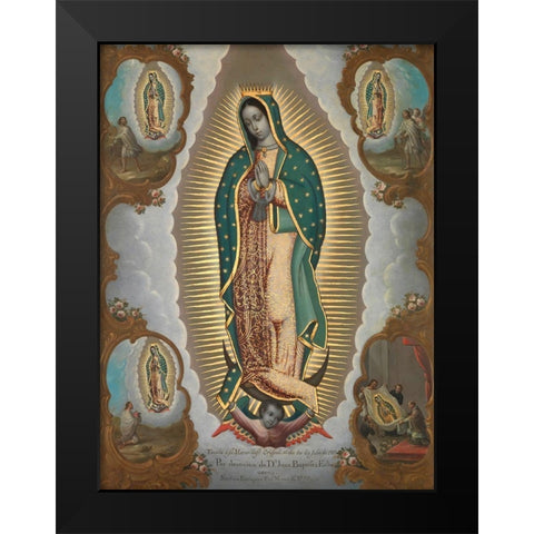 The Virgin of Guadalupe with the Four Apparitions Black Modern Wood Framed Art Print by Nicolas, EnrÃ­quez