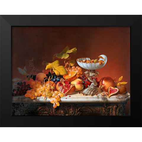 Natura morta con frutta Black Modern Wood Framed Art Print by Johann Wilhelm, Preyer