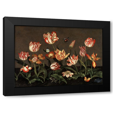 Still Life with Tulips Black Modern Wood Framed Art Print with Double Matting by Bosschaert, Johannes