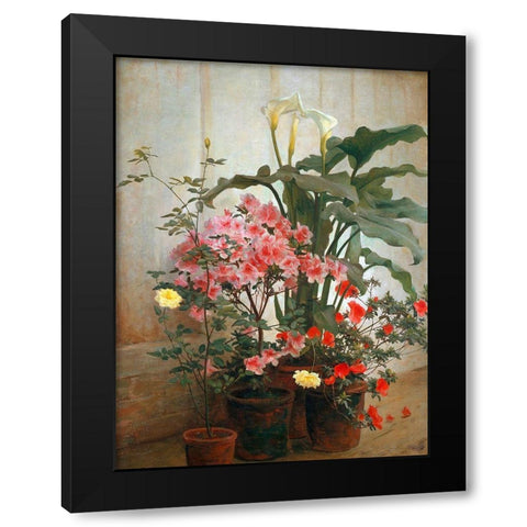 Side of a Greenhouse Black Modern Wood Framed Art Print by Lambdin, George Cochran