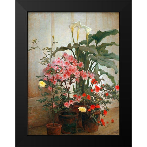 Side of a Greenhouse Black Modern Wood Framed Art Print by Lambdin, George Cochran