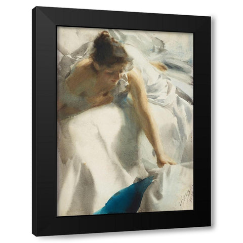 The Artists Wife Black Modern Wood Framed Art Print with Double Matting by Zorn, Anders