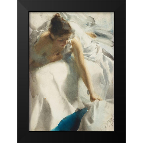 The Artists Wife Black Modern Wood Framed Art Print by Zorn, Anders