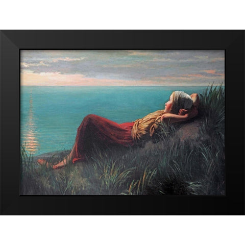 Dreaming Black Modern Wood Framed Art Print by Israels, Jozef
