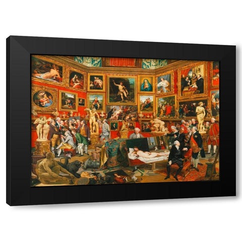 Tribuna of the Uffizi Black Modern Wood Framed Art Print by Zoffany, Johan