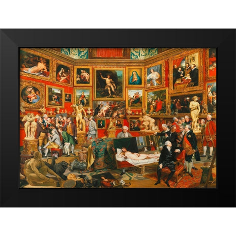 Tribuna of the Uffizi Black Modern Wood Framed Art Print by Zoffany, Johan