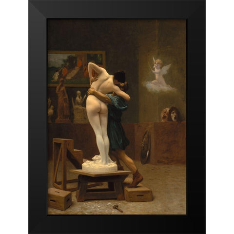 Pygmalion and Galatea Black Modern Wood Framed Art Print by Gerome, Jean-Leon