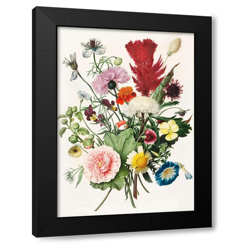 Bouquet of Flowers Black Modern Wood Framed Art Print with Double Matting by Anonymous