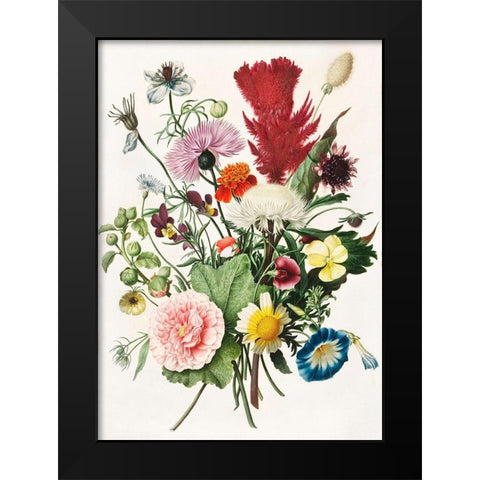 Bouquet of Flowers Black Modern Wood Framed Art Print by Anonymous