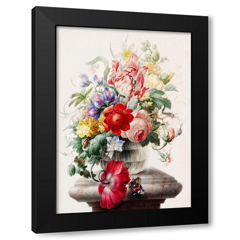 Flowers in a glass vase Black Modern Wood Framed Art Print by Henstenburgh, Herman