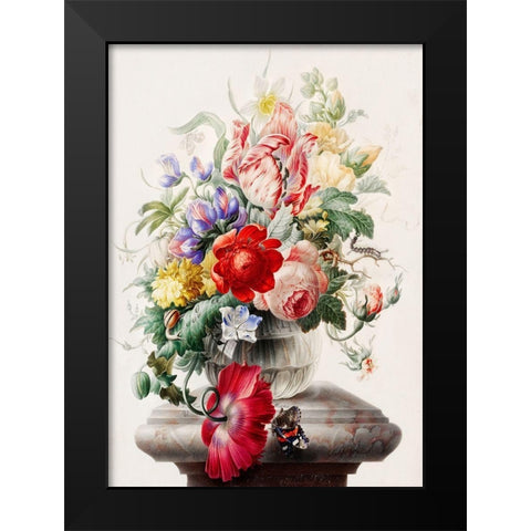 Flowers in a glass vase Black Modern Wood Framed Art Print by Henstenburgh, Herman