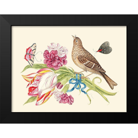 Bouquet of carnations and tulip Black Modern Wood Framed Art Print by Anonymous