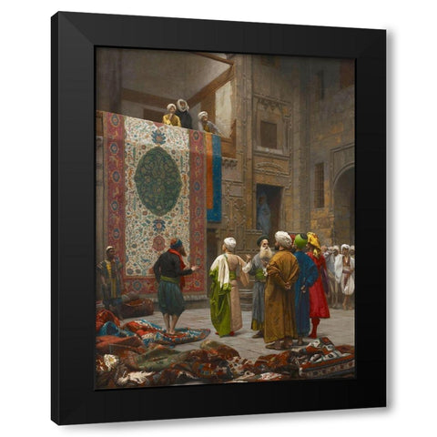 The Carpet Merchant Black Modern Wood Framed Art Print by Gerome, Jean-Leon