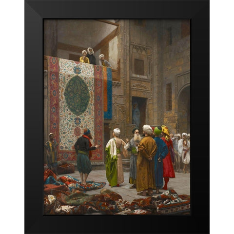 The Carpet Merchant Black Modern Wood Framed Art Print by Gerome, Jean-Leon
