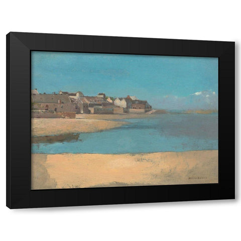 Village by the Sea in Brittany Black Modern Wood Framed Art Print by Redon, Odilon