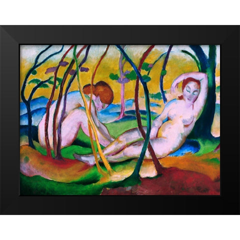 Nudes under Trees Black Modern Wood Framed Art Print by Marc, Franz
