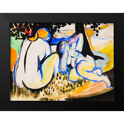 Nudes Black Modern Wood Framed Art Print by Sayen, Henry Lyman