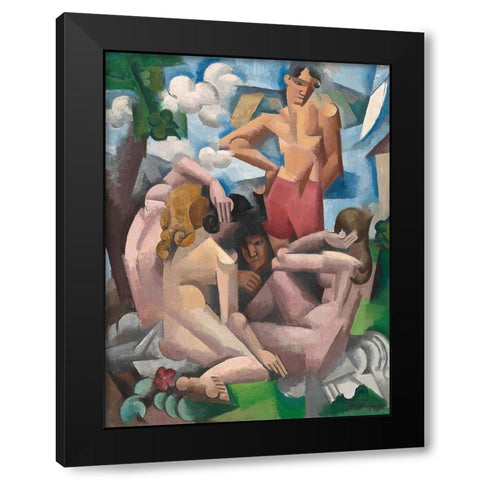The Bathers Black Modern Wood Framed Art Print with Double Matting by de La Fresnaye, Roger