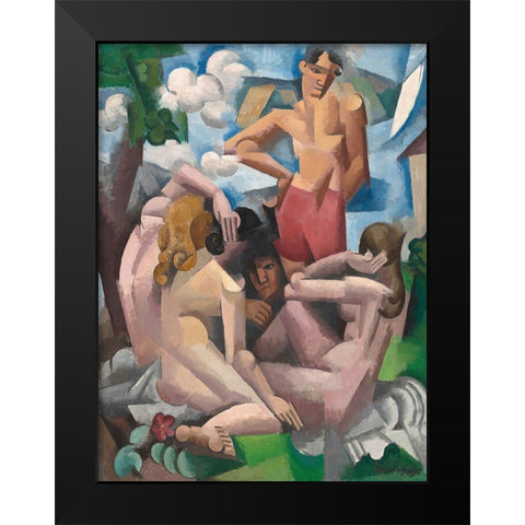The Bathers Black Modern Wood Framed Art Print by de La Fresnaye, Roger