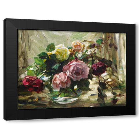 Roses on a Tablecloth Black Modern Wood Framed Art Print by Koester, Alexander