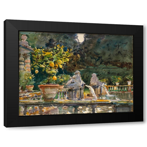 Villa di Marlia, Lucca (A Fountain) Black Modern Wood Framed Art Print with Double Matting by Sargent, John Singer