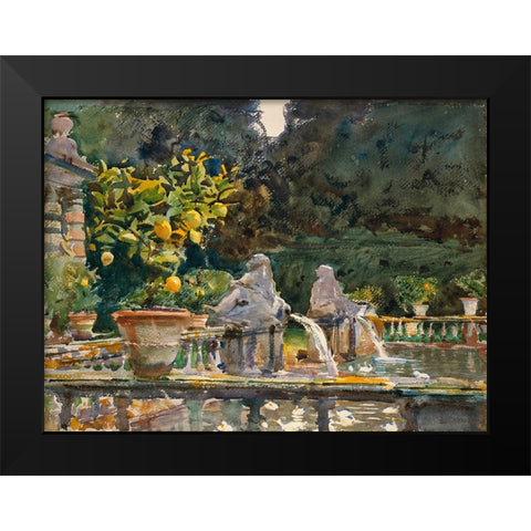 Villa di Marlia, Lucca (A Fountain) Black Modern Wood Framed Art Print by Sargent, John Singer