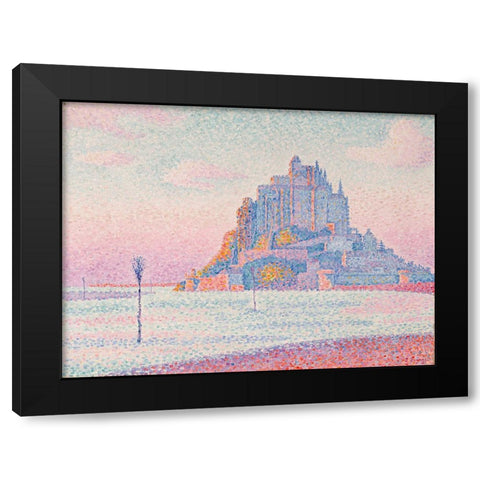 Mont Saint-Michel, Setting Sun Black Modern Wood Framed Art Print with Double Matting by Signac, Paul