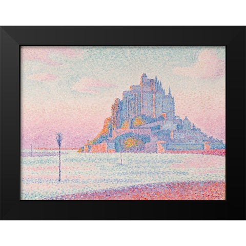 Mont Saint-Michel, Setting Sun Black Modern Wood Framed Art Print by Signac, Paul
