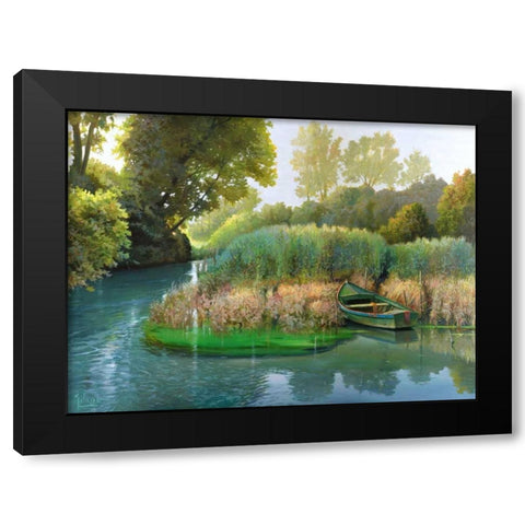Sul fiume Black Modern Wood Framed Art Print with Double Matting by Galasso, Adriano