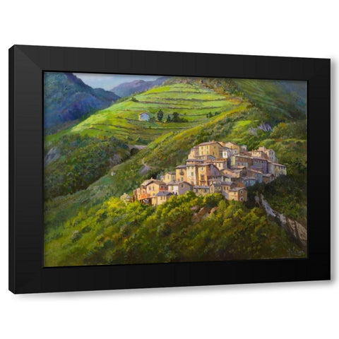 Villaggio sui monti Black Modern Wood Framed Art Print by Galasso, Adriano