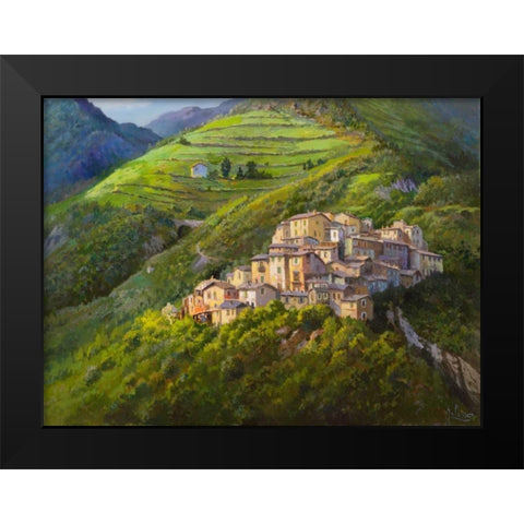 Villaggio sui monti Black Modern Wood Framed Art Print by Galasso, Adriano