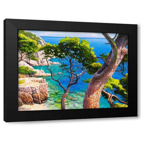 Lavandou Black Modern Wood Framed Art Print with Double Matting by Galasso, Adriano