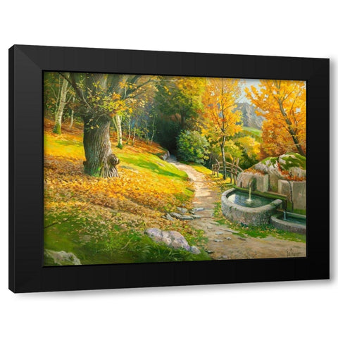 Ristoro sul sentiero Black Modern Wood Framed Art Print by Galasso, Adriano