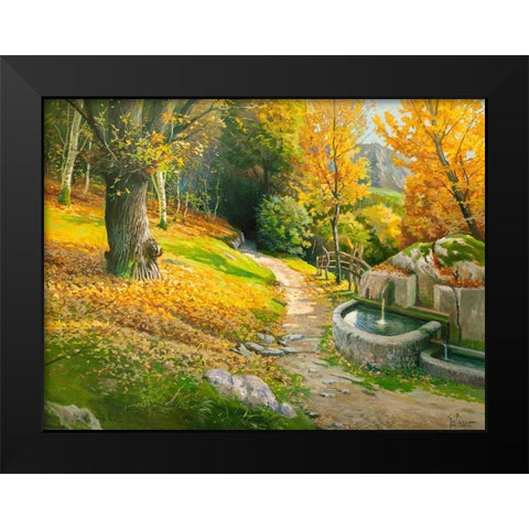 Ristoro sul sentiero Black Modern Wood Framed Art Print by Galasso, Adriano