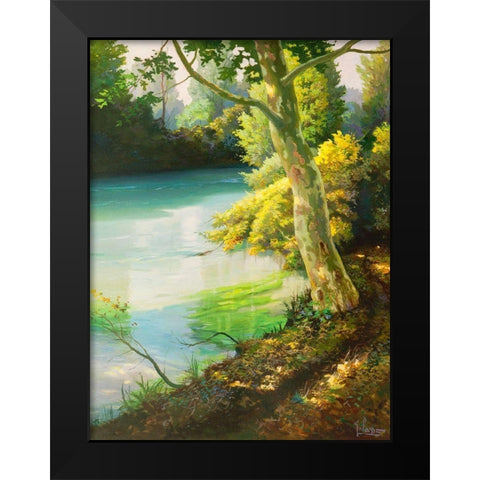Sulla sponda del fiume Black Modern Wood Framed Art Print by Galasso, Adriano