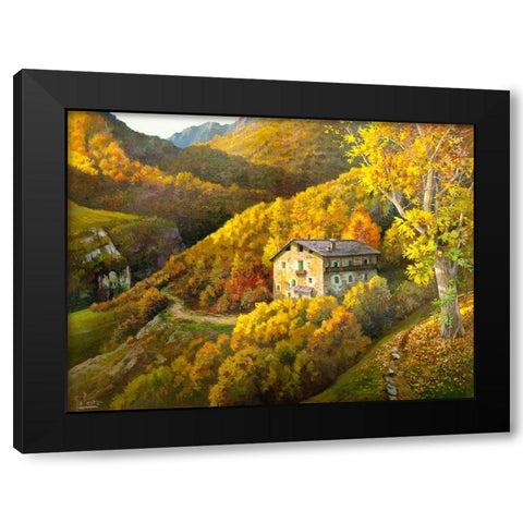 Casa tra i monti Black Modern Wood Framed Art Print with Double Matting by Galasso, Adriano