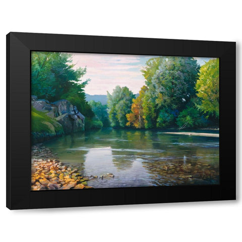 Fiume nei boschi Black Modern Wood Framed Art Print by Galasso, Adriano