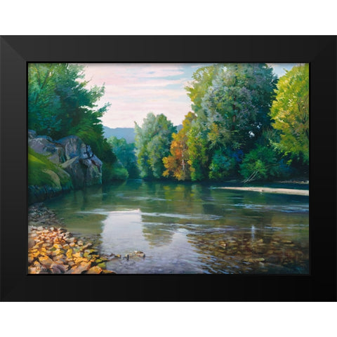 Fiume nei boschi Black Modern Wood Framed Art Print by Galasso, Adriano