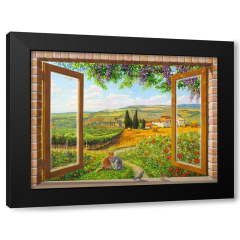 Finestra sulla campagna Black Modern Wood Framed Art Print with Double Matting by Del missier, Andrea