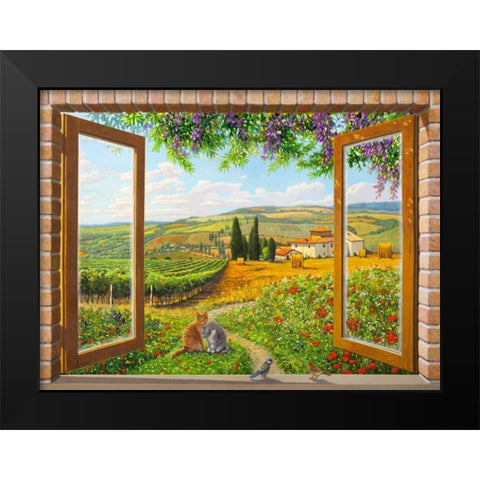 Finestra sulla campagna Black Modern Wood Framed Art Print by Del missier, Andrea