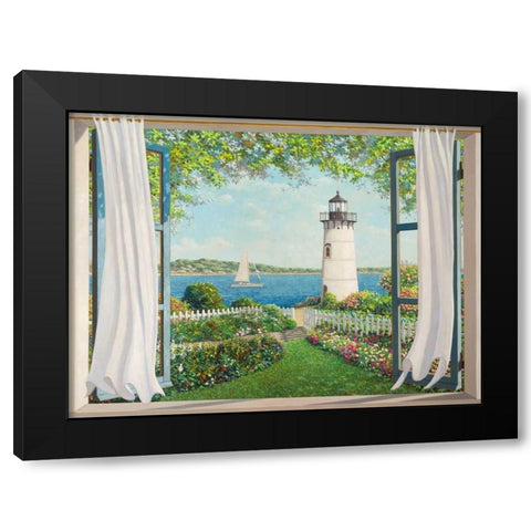 Finestra sul faro Black Modern Wood Framed Art Print with Double Matting by Del Missier, Andrea