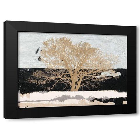 Golden Tree Black Modern Wood Framed Art Print by Alessio, Aprile