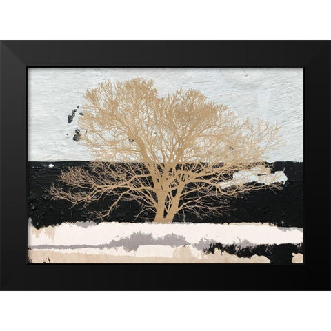 Golden Tree Black Modern Wood Framed Art Print by Alessio, Aprile