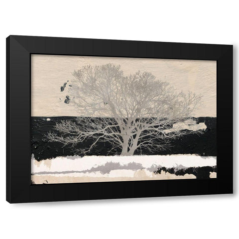 Silver Tree Black Modern Wood Framed Art Print by Alessio, Aprile