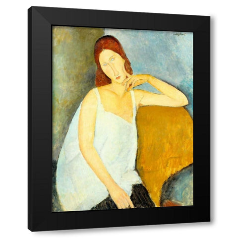 Jeanne HeÂ´buterne Black Modern Wood Framed Art Print by Modigliani, Amedeo