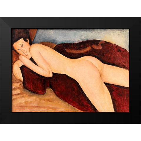 Reclining Nude from the Back Black Modern Wood Framed Art Print by Modigliani, Amedeo