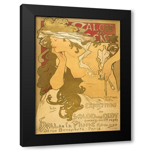 Salon de scent Black Modern Wood Framed Art Print with Double Matting by Mucha, Alphonse